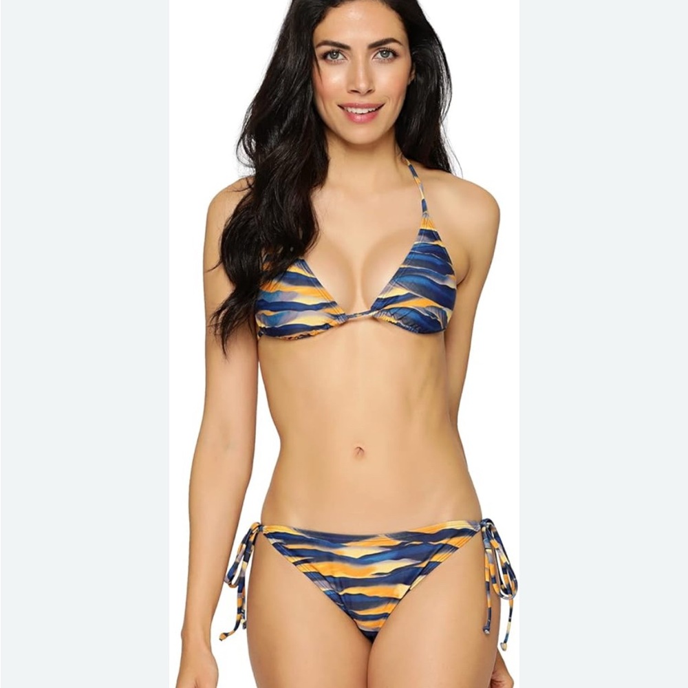 Vibrant Blue and Yellow Triangle Bikini Set
